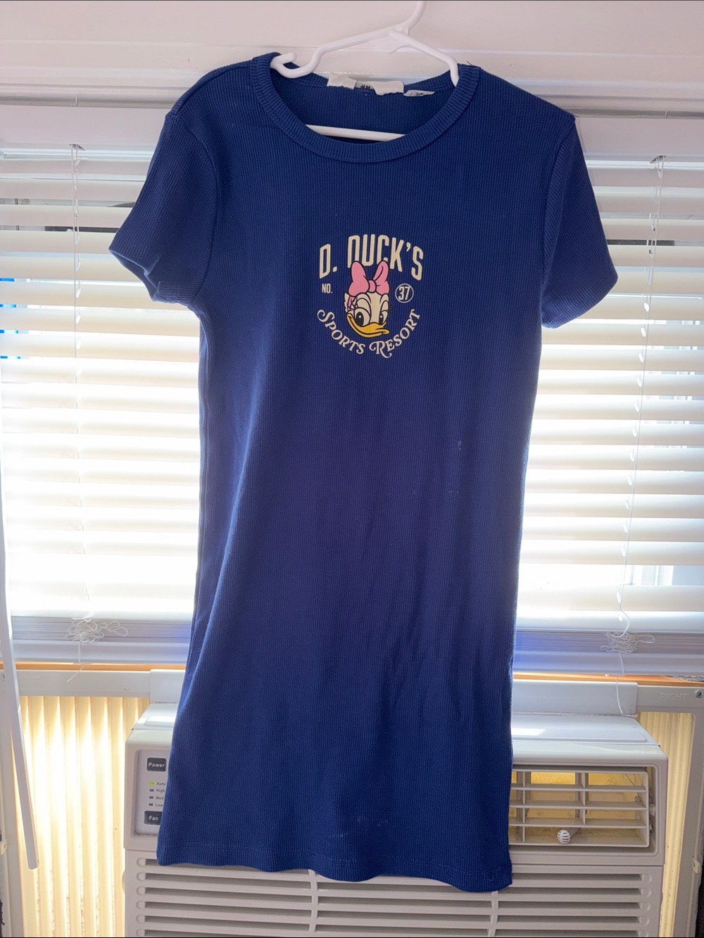 H&M Navy Blue Daisy Graphic Short Sleeve Dress